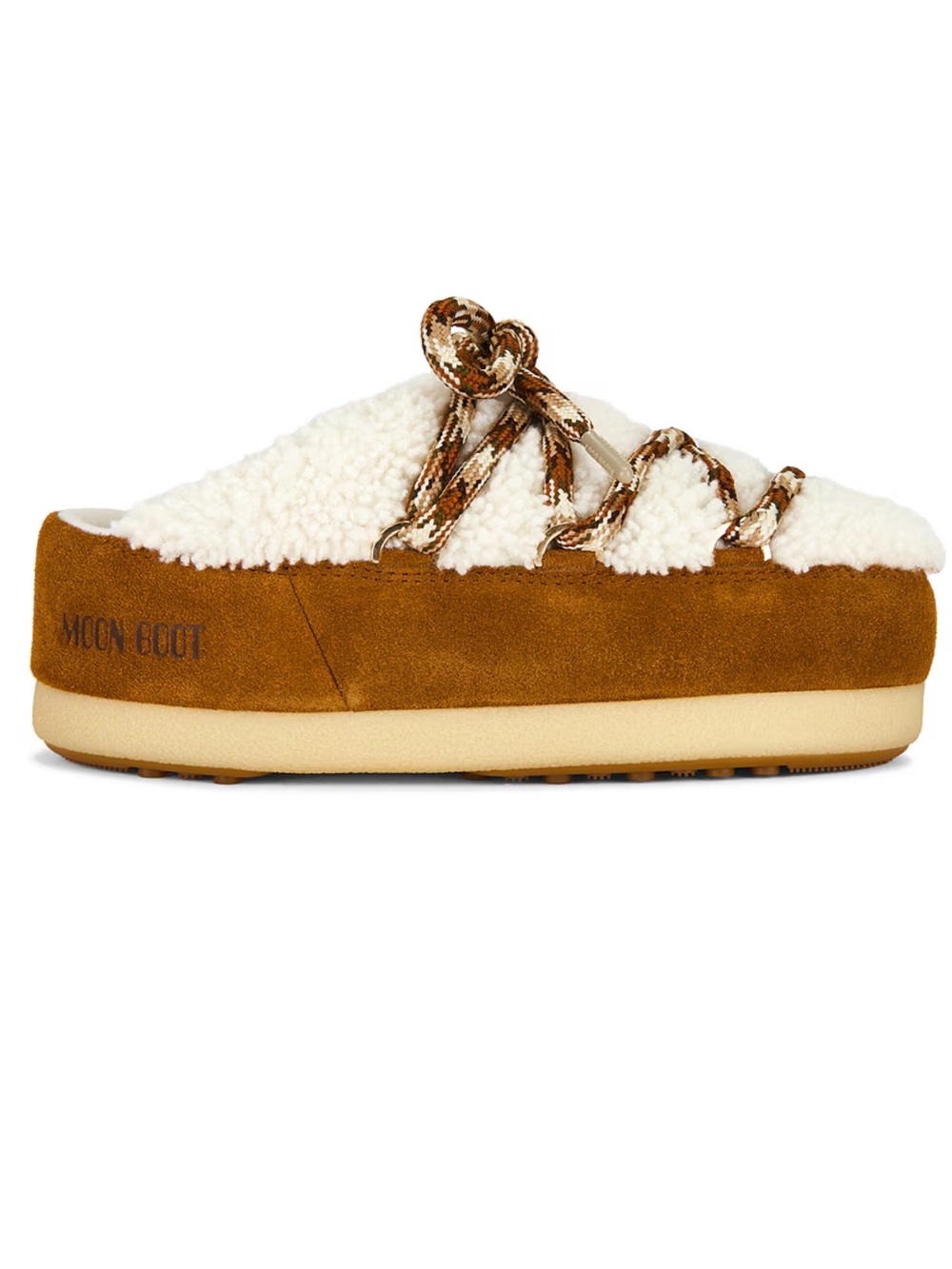 Evx Shearling Mule in Whisky & Off White - Picture 1 of 7